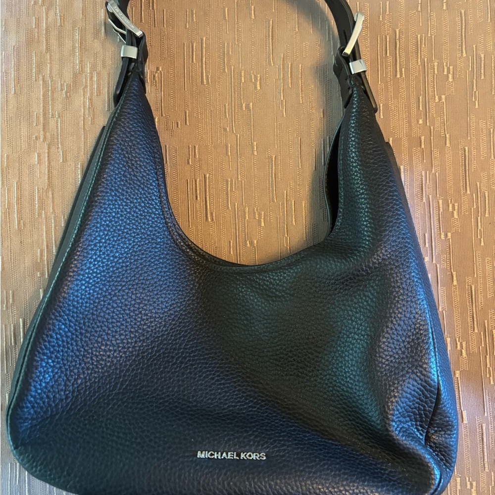 Michael Kors Black Hobo Bag with Pebbled Leather